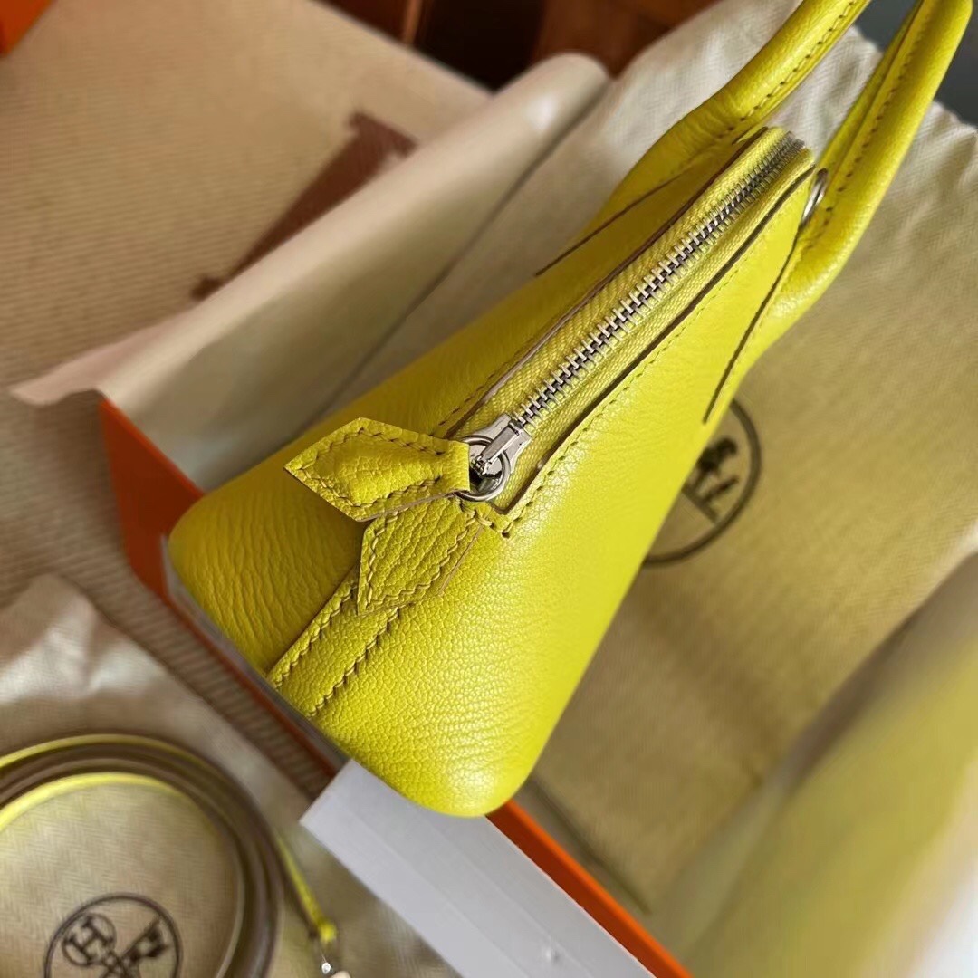 Hermes Bolide 1923 Mini Handbag Shoulder Bag In Yellow Evercolor Leather